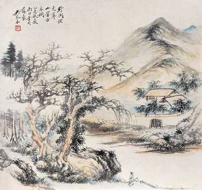 吴琴木 乙酉（1945年）作 浅绛山水 镜心